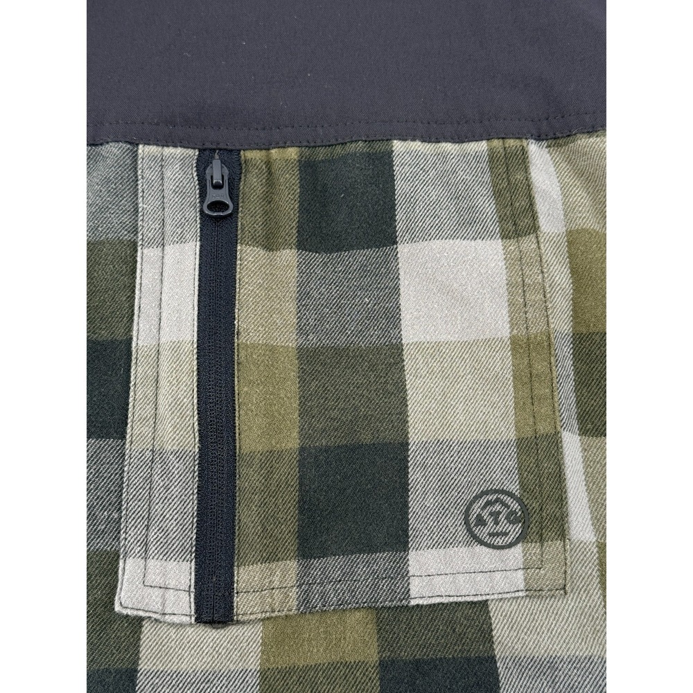 Wrangler ATG Flannel Shirt Jacket Mens 2XL Green Plaid Button‎ Up Outdoor Hiking - Picture 4 of 9